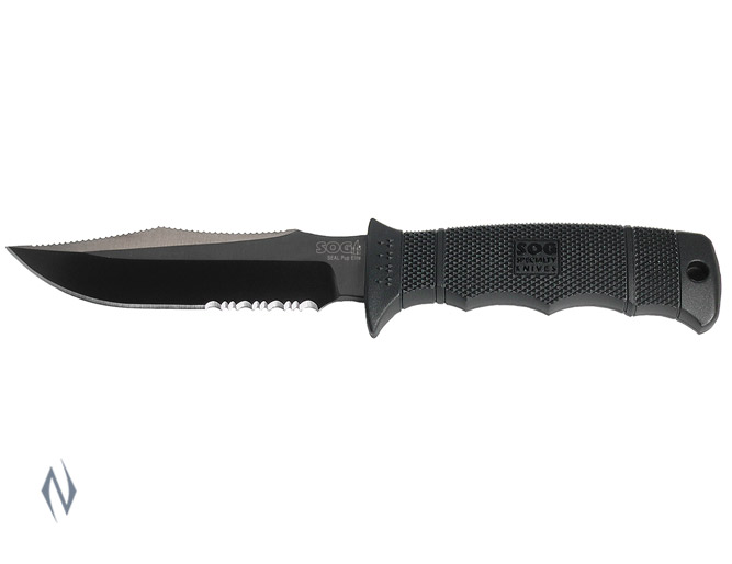 SOG SEAL PUP ELITE BLACK TINI HALF SERRATED Image