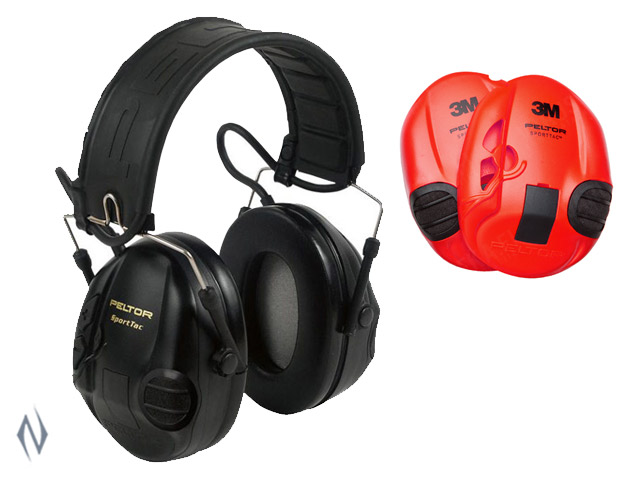 PELTOR SPORTAC BLACK & RED ELECTRONIC EAR MUFFS 24DB Image
