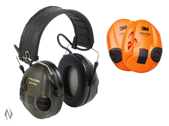 PELTOR SPORTAC GREEN & ORANGE ELECTRONIC EAR MUFFS 24DB Image