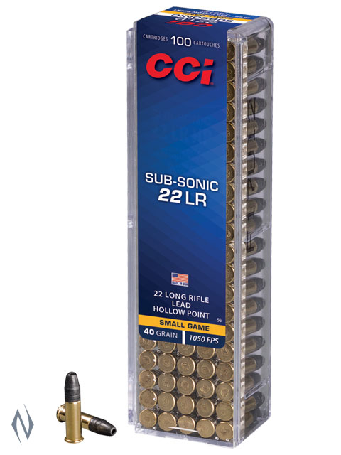 CCI 22LR SUBSONIC 40GR HP 100 PK 1050FPS Image