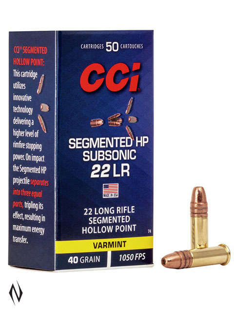 CCI 22LR SUBSONIC SEGMENTED HP 40GR 1050FPS Image
