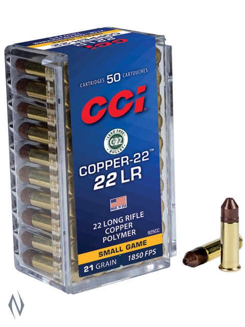 CCI 22LR 22 COPPER 21GR HP 1850FPS LEAD FREE Image