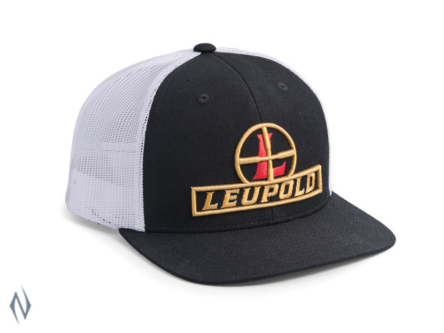 LEUPOLD #511 RETICLE FLAT BILL TRUCKER CAP BLACK / WHITE OS XXXX Image