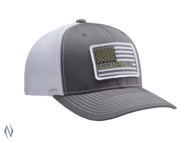 LEUPOLD #112 FLAG PATCH TRUCKER CAP CHARCOAL / WHITE OS XXXX Image