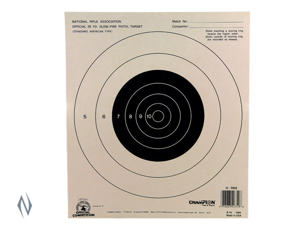 CHAMPION TARGET NRA 25YD PISTOL SLOW FIRE 100 PACK Image