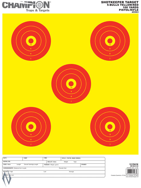 CHAMPION TARGET SHOTKEEPER 5 BULL BR LARGE 12 PACK Image